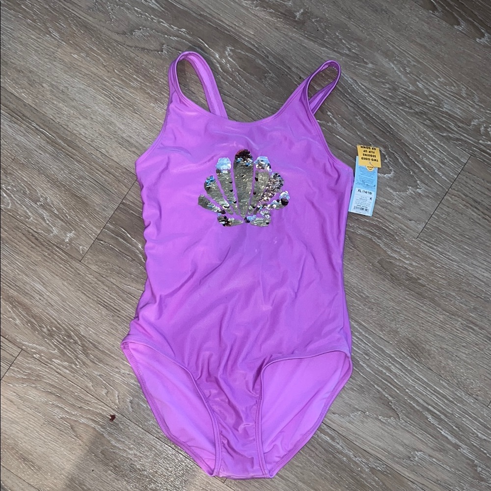 Purple Shell Design Swimsuit